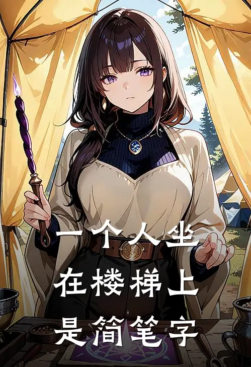 一个人坐在楼梯上是简笔字
